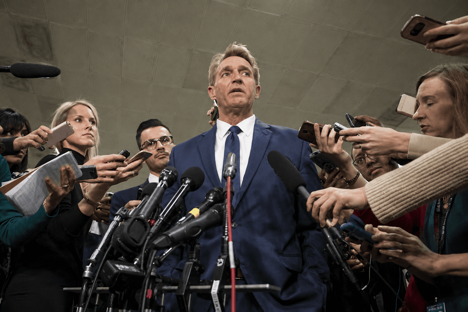 Jeff Flake and reporters